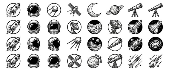 Set of Space and Astronomy Themed Hand Drawn Icons © Rizki Aldawiah
