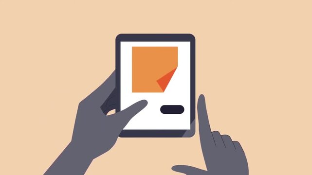 Animated Hands Interacting With Tablet Screen Showing Sticky Notes For Digital Planning, Task Management, And Tech Ads