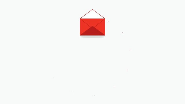 Red open envelope icon representing email notification message or digital communication symbol
