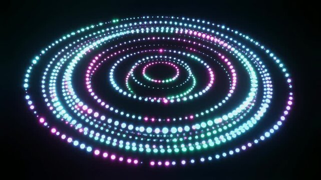 淡いパステルが層をなす光の同心円