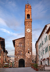 Obraz premium Montalcino, Siena, Tuscany, Italy, the medieval Palazzo dei Priori with its clock tower in the historic center of the ancient Tuscan town