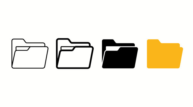 Folder File Document Icon Set Multi Style Flat Vector Outline Solid Colour Symbol App UI Website EPS SVG