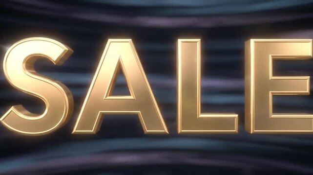 A bold golden sale sign stands out with a metallic finish