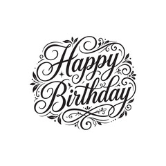 Fototapeta premium Beautiful Signature Style Happy Birthday Typography Handwritten Calligraphy Vector