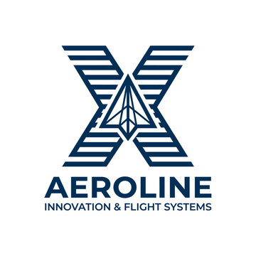 Geometric letter X logo featuring a paper airplane silhouette.