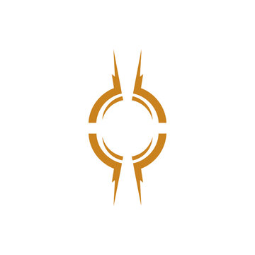 Golden lightning energy brackets logo design