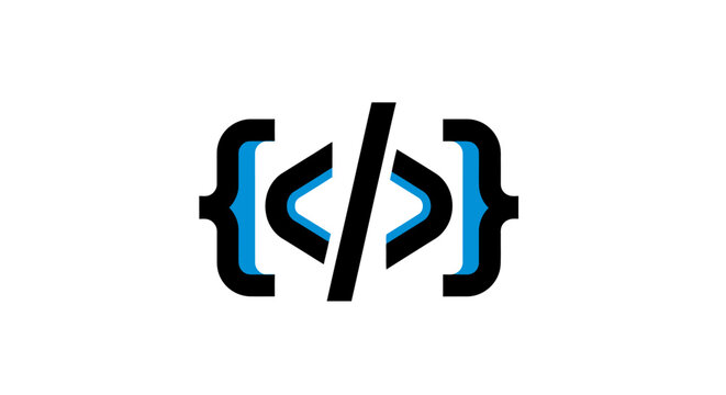 Code bracket symbol icon graphic.