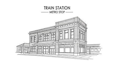 Obraz premium Train Station Metro Stop Building Architecture.