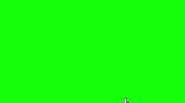 Hand cursor click icon animation with white fill on green screen background