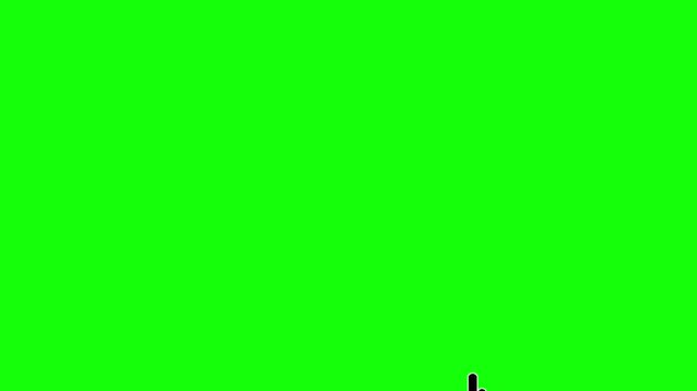Hand cursor click icon animation with black fill on green screen background
