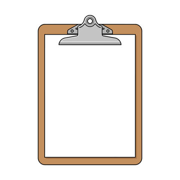 Blank brown clipboard with metal clip on top for holding papers