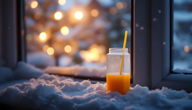 Juice box with straw