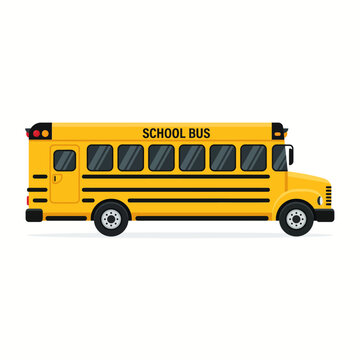 Yellow school bus with blank windows parked for student transport illustration
