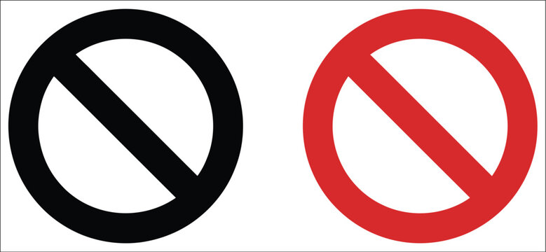 Prohibition signs vector collection featuring forbidden symbols with classic red circle and slash for no entry, restricted access, warning, safety, prohibition and regulatory signage isolated on white