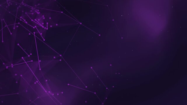 Artificial Intelligence Plexus Network Background with Global Data Connections on Purple Technology Gradient