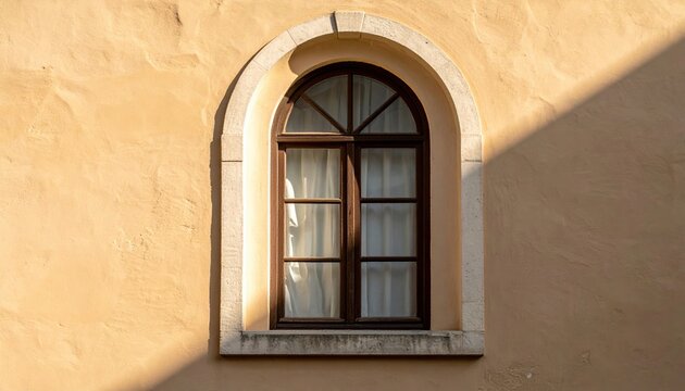 arched window shadow beige wall