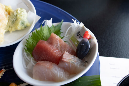 Japanese appetizers -slices of sashimi