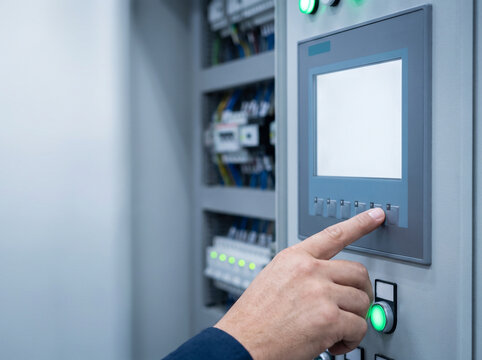 Industrial HMI Touchscreen Control Panel Close-up