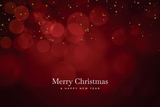 Elegant christmas red background with realistic bokeh