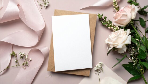 Greeting card mockup with flowers