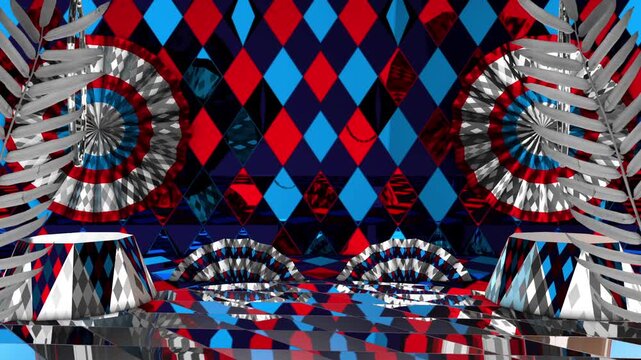 Circus Birthday Party Glossy Pattern Mirror Glass Performer Decorative Pattern Ornament Palm 3
