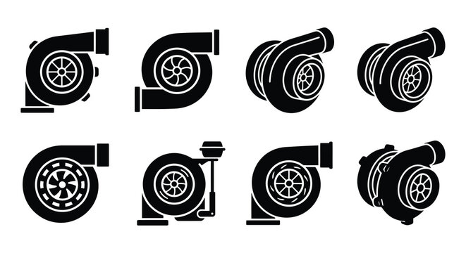 Turbocharger Illustrations Flat Vector Graphics On White Background