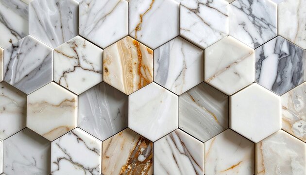 hexagon marble tiles clean pattern