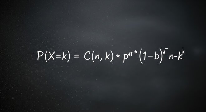 Binomial Probability Formula displayed on a dark subtly textured surface representing statistical calculations theoretical probability and the mathematical underpinnings of discrete random variables i