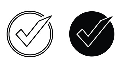Checkmark Icons Set Featuring Outline and Solid Circle Styles for Minimalist User Interface Design © fahad