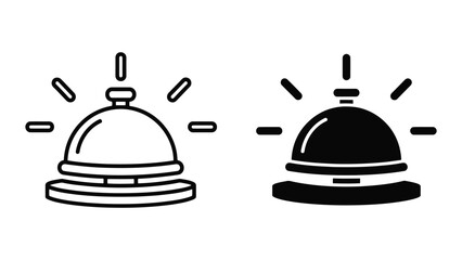Fototapeta premium Service Bell Icon Set Featuring Hotel Reception Desk Call Buttons in Minimalist Vector Style