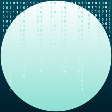 Abstract digital data stream falling binary code background.