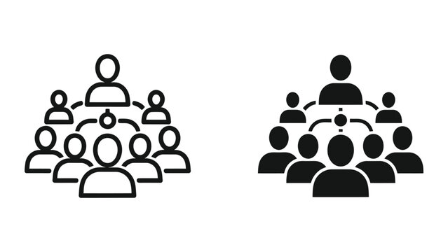 Hierarchy Illustration of Diverse People in Minimalist Line Art Style
