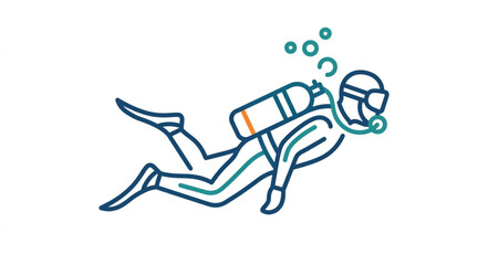 Illustration of a scuba diver swimming underwater. © Darfa66