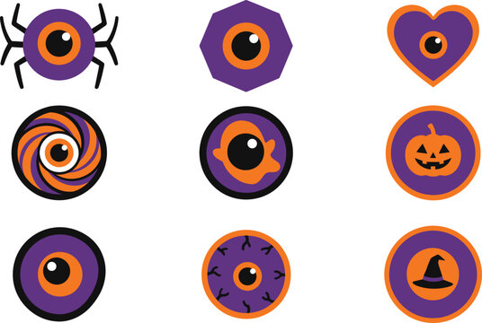 Halloween eye and symbol vector illustration set with halloween