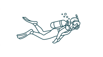 Illustration of a scuba diver swimming underwater. © La