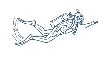 Illustration of a scuba diver swimming underwater. © La