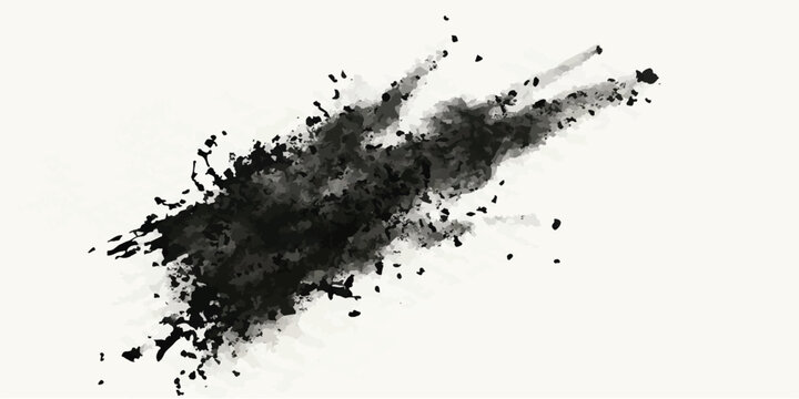 Black powder cloud dispersion on white background with dispersion particle isolated explosion movement monochrome abstract background artistic textured fragment creative contrast backdrop