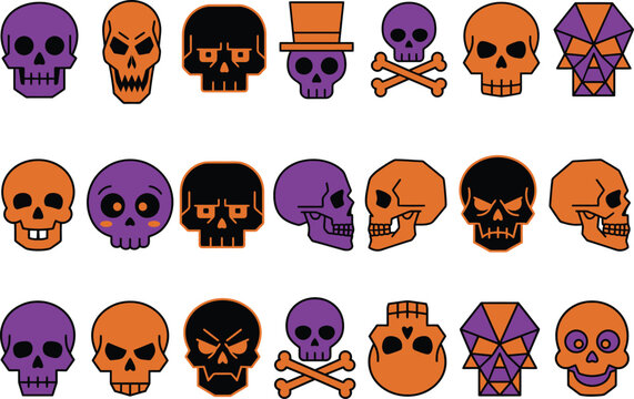 Halloween skull and crossbones vector illustration with halloween