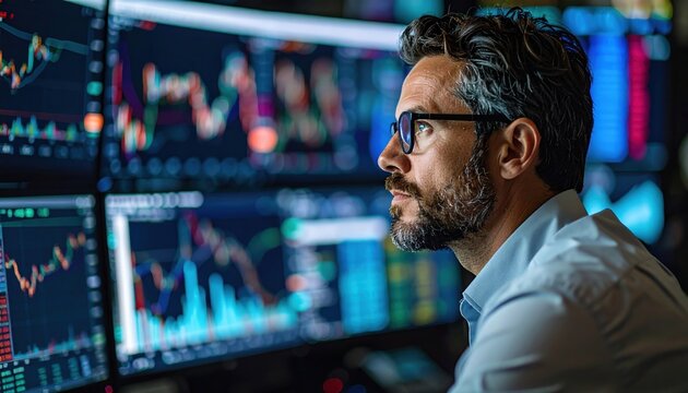 stock trader checking market dashboard