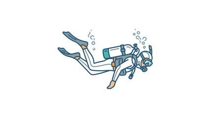 Illustration of a scuba diver exploring underwater. © Areda