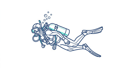 Illustration of a scuba diver exploring underwater depths. © Areda