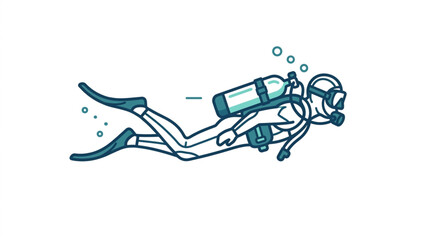 Illustration of a scuba diver exploring underwater. © Areda