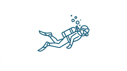 Illustration of a scuba diver swimming underwater. © Areda
