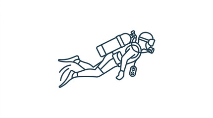 Illustration of a scuba diver swimming underwater. © Areda