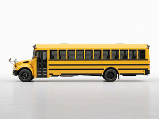 Naklejka premium Classic american yellow school bus isolated on white background for education and transit concept