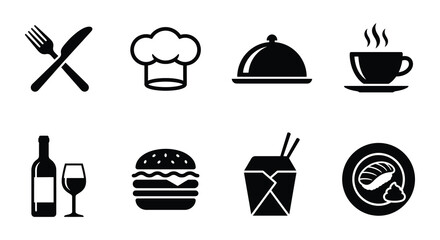 Food And Beverage Icons Flat Vector Illustration On White Background © nurjahan