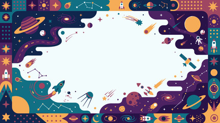 Fototapeta premium Abstract colorful space galaxy and stars frame