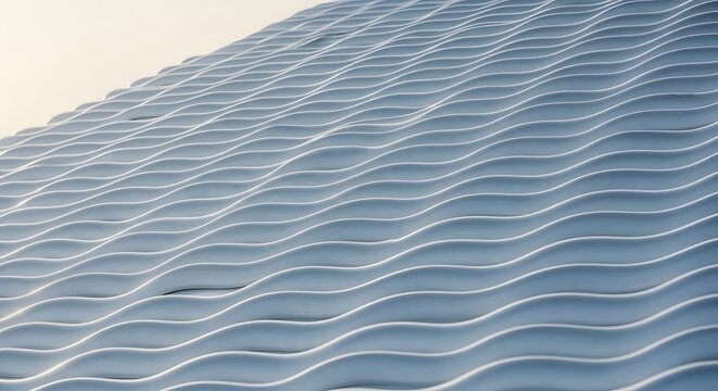 Abstract architectural detail of a modern building facade with wavy rhythmic patterns.