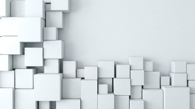 White cubes form abstract geometric pattern