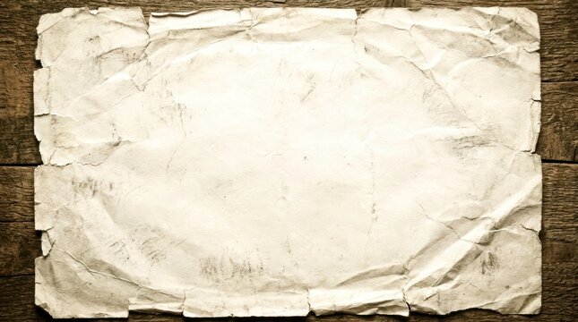Weathered paper rests on rustic wooden surface